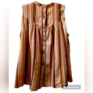 a.n.a blouse Large high neck sleevless stripes peach tan cream